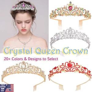 Corona de Cristal Reina para Boda Novia Estrás Princesa Corona para Mujeres Niñas - Imagen 1 de 32