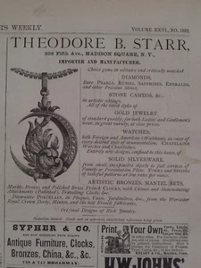 Theodore B Starr Jewelry Madison Square New York Harper’s Weekly Print 1882 #2 - Bild 1 von 2