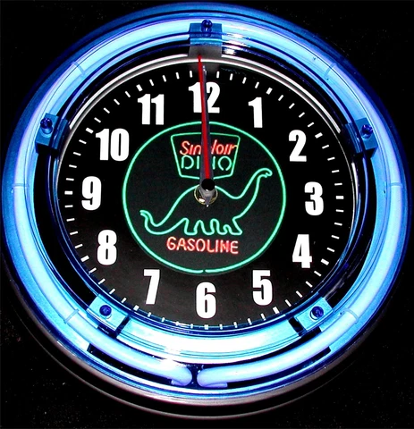 SINCLAIR DINO GASOLINE LOGO - 11" Blue Neon Wall Clock Cover