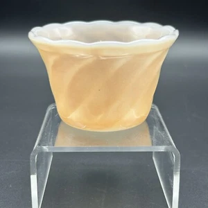 Tazas de natillas de postre vintage Fire King Peach Luster borde festoneado - Imagen 1 de 6