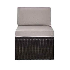 Palm Harbor Wicker Armless Middle Outdoor Sectional Chair Grey Cushions - Picture 1 of 7