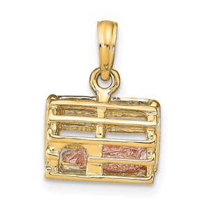 10K Two-tone 3D Lobster Trap W/Moveable Lobster Pendant