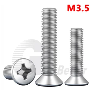 M3.5 DIN 965 Senkschrauben Kreuzschlitz A2 Edelstahl Senkkopf-Schraube M3.5x - Picture 1 of 25