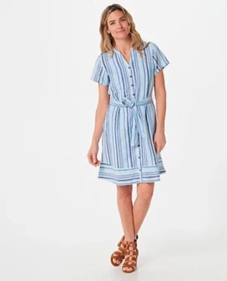 Isaac Mizrahi Live! Vestido Camisa Rayas Botón Frontal Azul 18W A396926 Foto 1 de 4