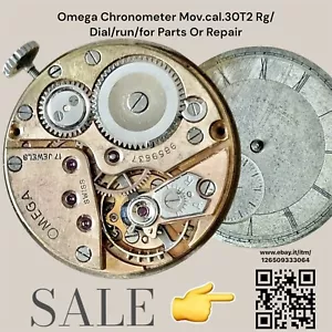 Omega Chronometer Mov.cal.30T2 Rg/Dial/run/for Parts Or Repair - Imagen 1 de 6