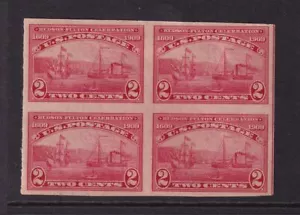 1909 HUDSON FULTON Sc 373 imperf MHR nice original gum block of 4 (DF - Picture 1 of 1