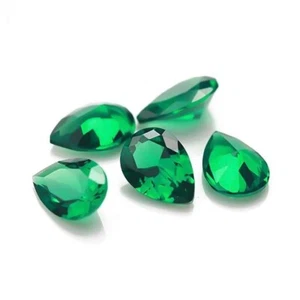 Laborgefertigter loser Edelstein synthetischer grüner Smaragd 9 x 11 mm bis 10 x 14 mm Birne facettiert - Bild 1 von 24