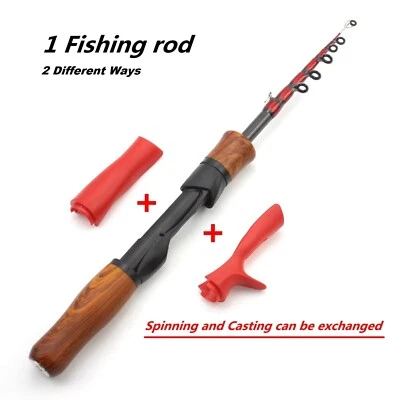 2Ways Fishing Rod Pole Spinning Casting Ultralight High Carbon Fiber Telescopic - Image 1 of 4