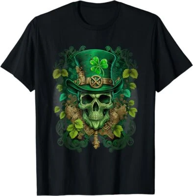 Irish St Patricks Shamrock Skull St Patricks Day Irish T-Shirt, S-5XL,Unisex Tee - Image 1 of 4