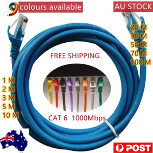20m 30m 50m 70m 100m Ethernet Network Lan Cable CAT6 RJ45 Multi Colour CCA - Picture 1 of 1