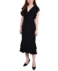 Vestido Para Mujer NY Collection PXL Con Cuello Con Volantes Y Mangas Onduladas - Picture 1 of 5