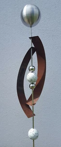 Skulptur Deimos matt 145 cm Edelstahl & Cortenstahl Beetstecker Gartenstecker - Bild 1 von 1