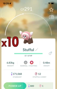 10x Stufful Pokemon Bundle !! Good Chance of Lucky and Good IVs !! Go - Picture 1 of 1
