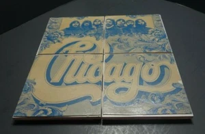 Chicago VI Set 4 Posavasos Salpicadero Azulejo Cerámico Personalizado Años 80 Grupo de Música - Imagen 1 de 7