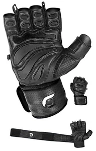 Elite Gym Handschuhe Bodybuilding Gewichtheben Training Übung Bandagen schwarz - Bild 1 von 56