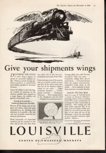 Stampa pubblicitaria vintage LOUISVILLE Treno il tuo regalo spedizione ali art 1928 pubblicità - Foto 1 di 1