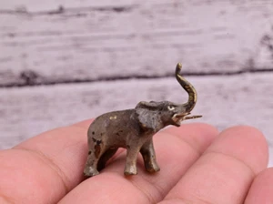 Awesome Antique Austrian Vienna Cold Painted Bronze Figure of Tiny Elephant - Picture 1 of 13