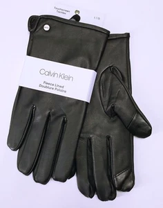 Calvin Klein Men's Gloves Fleece Lined Faux Leather Black Sz L Touch Screen  $55 - Picture 1 of 4