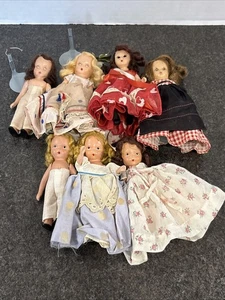 Lotto 7 bambole vintage anni 40 Nancy Ann Storybook 5,5” pezzi vestiti plastica bisque🔥 - Foto 1 di 22