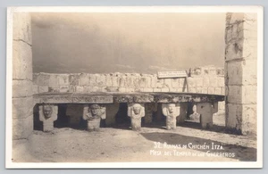 Chichen Itza Mexico Temple of the Warriors Mesa Stone Ruins RPPC Postcard - Picture 1 of 2