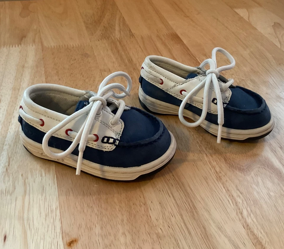 Timberland Baby туфли размер 6 синий белый красный шнурует вверх кожи лодки туфли классический - Изображение 1 из 4