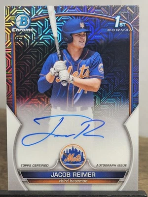2023 1st Bowman Chrome Jacob Reimer Prospect HTA Choice Auto /150 #CPA-JRR METS! - Image 1 of 3