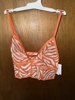 Women’s Auden Orange & White Bralette With No Padding, Small - Image 1 of 2