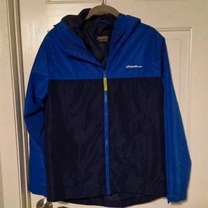 Eddie Bauer Windbreaker Jacket Full Zip Blue Hooded Youth Kids Large (14/16) - Picture 1 of 8