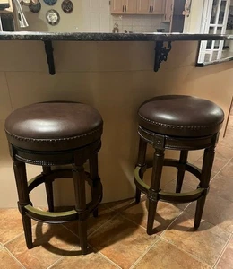 Maven Lane Bar Height Swivel Wood Brand New Bar Stools, Dark Walnut - Picture 1 of 7