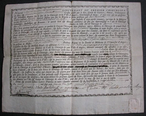 Diplôme du Premier Chirurgien du Roi, Henri Lescouvette de Pouancé. 1777. - Picture 1 of 1