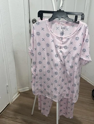 Croft And Barrow 2 piece Polyester Spandex lounge wear Pant set PJ  Plus Sz 2X - Image 1 of 4