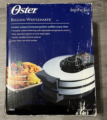 Gofrera belga Oster antiadherente con exterior cromado 3883 --NUEVA Foto 1 de 2