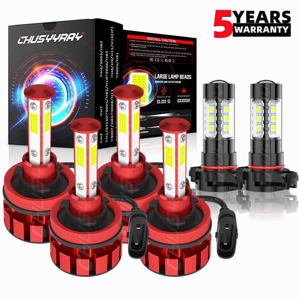 For Chrysler Town & Country 2010-2016 6x LED Headlights + Fog Light Bulbs Kit - Image 1 of 4