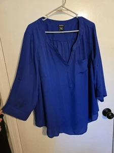 Torrid Plus Size 2 2X 2XL Blue Harper Georgette Pullover Blouse - Picture 1 of 2