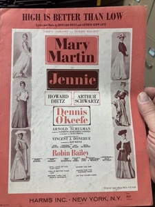 M 1963 MARY MARTIN Revue Noten JENNIE "High Is Better Than Low" - Bild 1 von 1