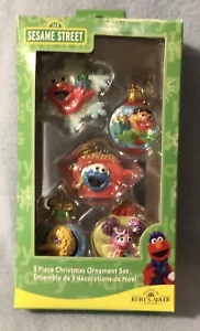 Kurt Adler Sesamstraße Elmo & Friends Mini Weihnachtsschmuck 5er Set Neu - Bild 1 von 1