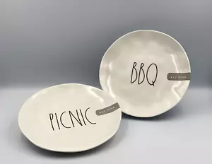 Rae Dunn Melamine Salad Plates 8" BBQ PICNIC Set of 2 - Picture 1 of 3