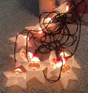 BLASFORM - Kunststoff Vintage - Weihnachtsmanngesicht - Stern Lichterkette - 10er Set Lichter - Bild 1 von 6