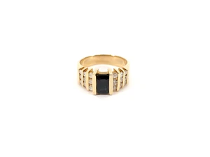14KT Yellow Gold 6.41 Grams Diamonds & Sapphire Ring Size 6.75, 50pts tw - Picture 1 of 13
