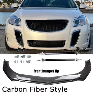 Carbon Style Front Bumper Lip Splitter Spoiler Kit+Strut Rods For Buick Regal GS - Picture 1 of 15