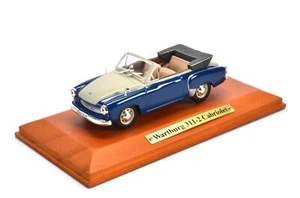 1:43 Atlas DDR Collection Wartburg 311-2 Cabriolet Blue *Wood Base* - Picture 1 of 1