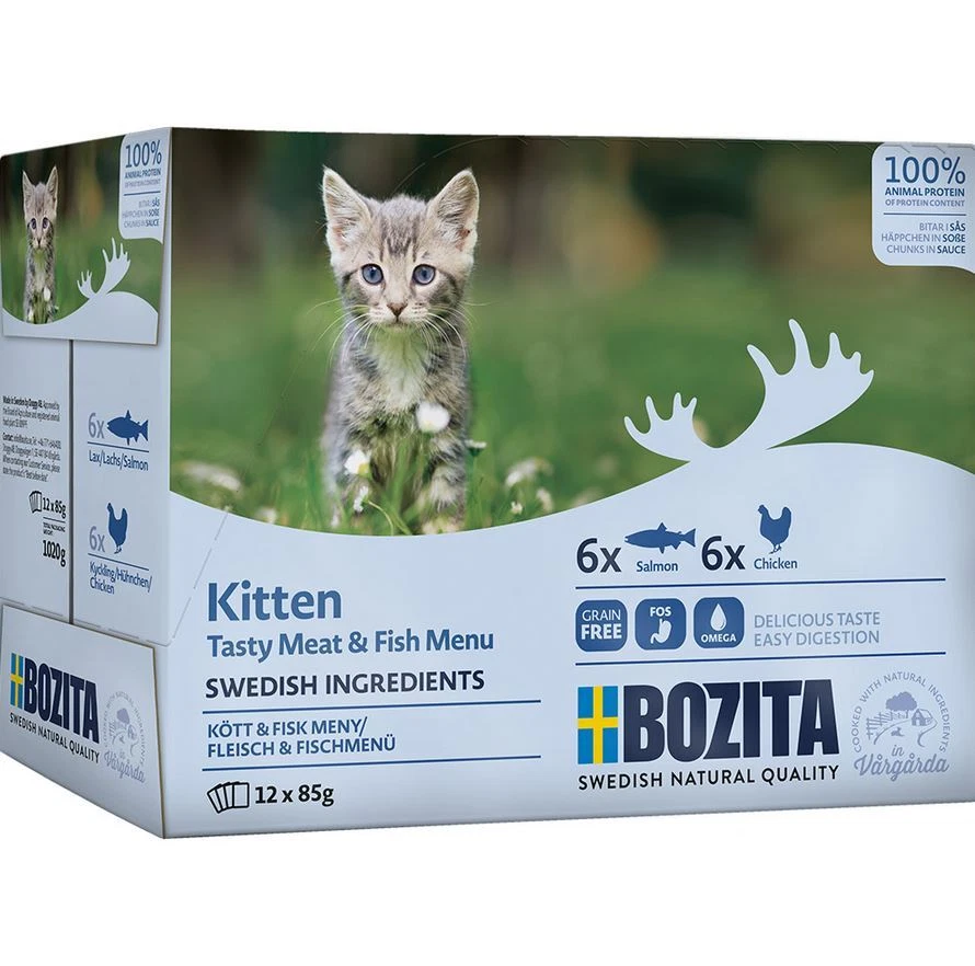 Bozita Kitten Fisch & Fleisch Häppchen in Sauce | 12x 85g - Bild 1 von 1