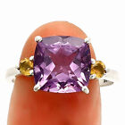 Natural Amethyst - Brazil & Citrine 925 Sterling Silver Ring s.9 Jewelry R-1016