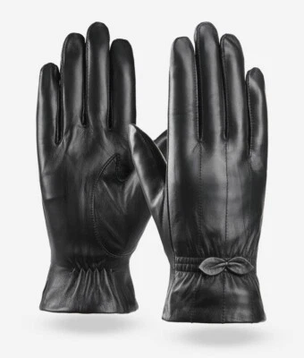 Womens Ladies Genuine Leather Gloves Winter Warm Soft Lambskin Sheepskin Lined - Image 1 of 4