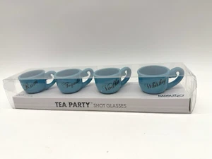 NEW Barbuzzo Tea Party Shot Glasses Set of 4 - 0.85 oz Whiskey Vodka Tequila Rum - Picture 1 of 10