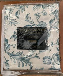 Vintage LAURA ASHLEY Ironwork Scroll Green Floral Blouson Window Valance 86x15 - Picture 1 of 6
