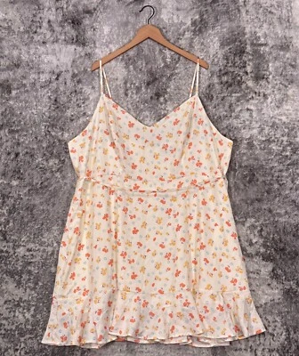 New Modcloth Dress 26 Womens Ivory Cream Floral Tie Waist Mini Plus Size - Image 1 of 4