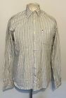 Tommy Hilfiger Shirt Men's White Striped Medium Custom L/S 100% Cotton