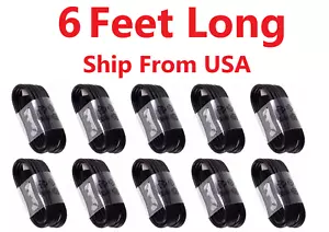 10x 6FT Type C Fast Charge Cable Cord Charging For Samsung S Note LG Moto BLack - Picture 1 of 1