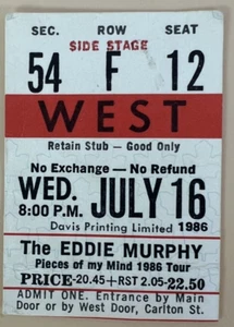 EDDIE MURPHY 1986 PIECES OF MY MIND TOUR Concert Ticket Stub Maple Leaf Gardens - Picture 1 of 1
